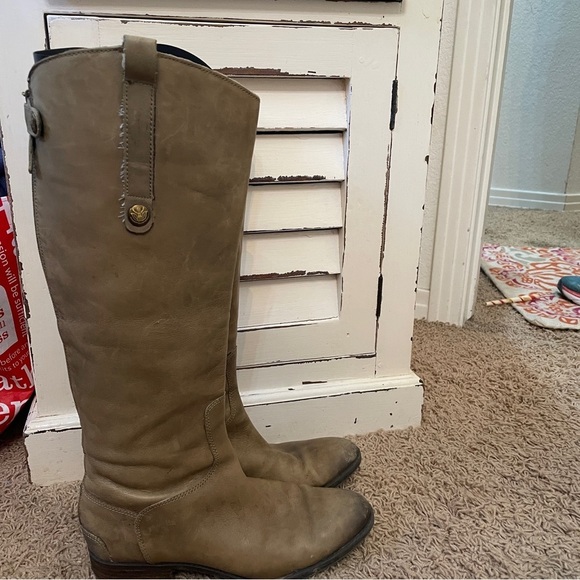 SAM Edelman Penny Tall Riding Boots Olive Taupe Leather Size 8.5 weathered - Picture 13 of 16